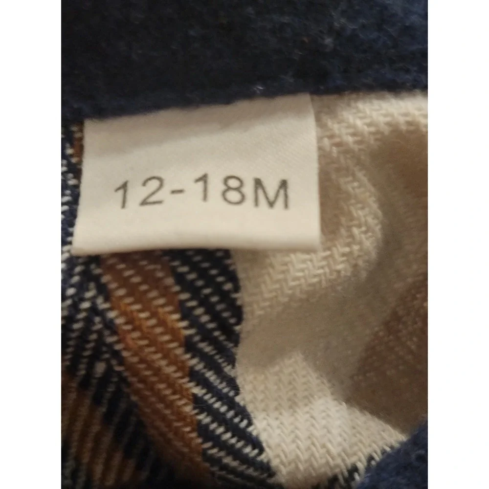 Unbranded Blue Tan Plaid Long Sleeve Flannel Bodysuit 12-18M‎ Onesie